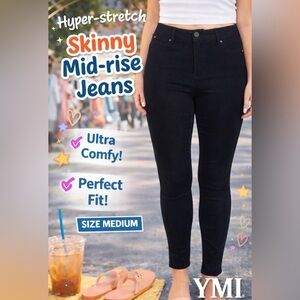 Black Hyper-Stretch Skinny Mid-Rise Pants NWT